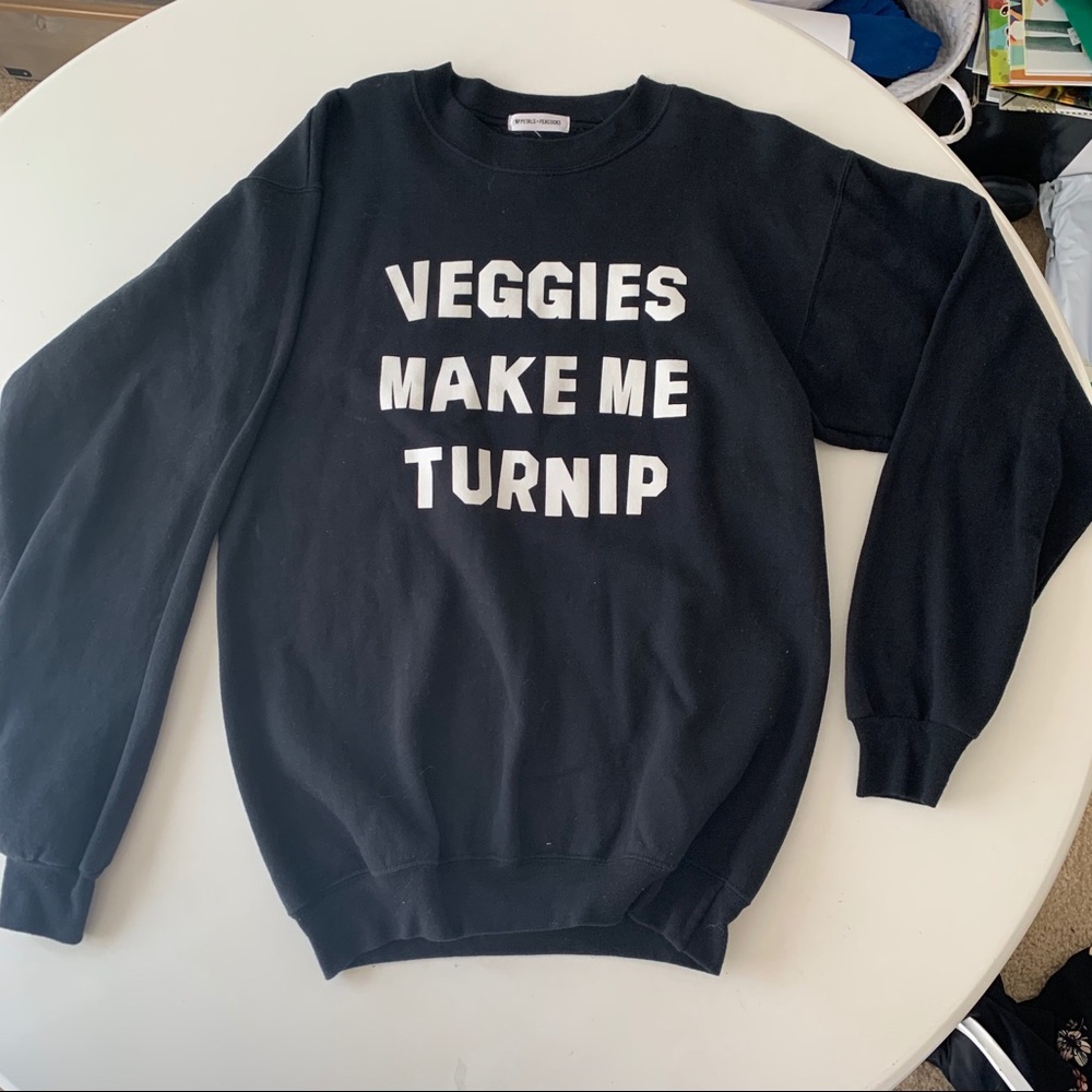 Petals & Peacocks Veggies make me turnip sweater